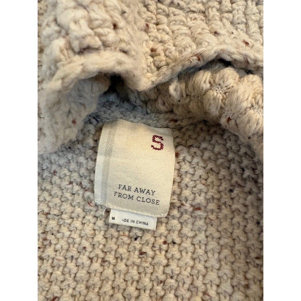 Anthropologie Far Away From Close Hooded Cable Knit Capelet Oatmeal Beige Medium - Picture 3 of 6